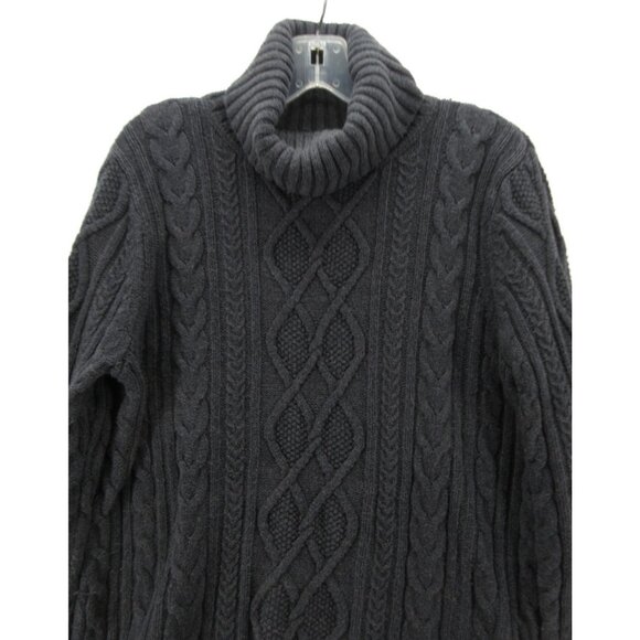 Eddie Bauer Sweater Large Wool Blend Fisherman Turtleneck Cable Y2K - Picture 2 of 11